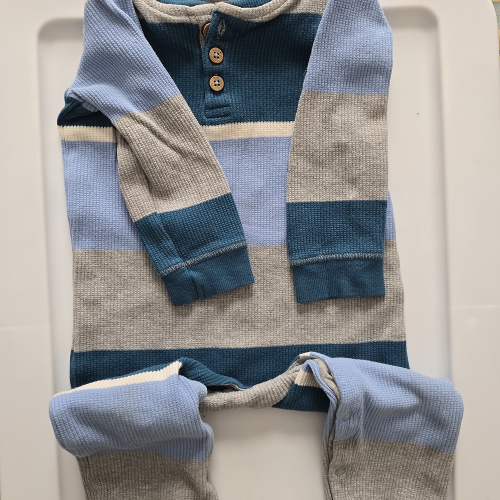 Burt's Bees Baby Blue and Gray Romper